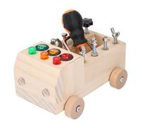 Cryfokt Juego de Herramientas de Madera para Niños de Camión Ocupado para el Desarrollo de Habilidades Motoras Finas, Tablero Sensorial Portátil de 6,89x3,94 Pulgadas