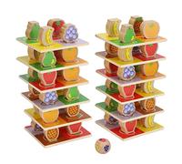 Cryfokt Juego de Torre Apilable Bloques de Madera con Imagen de Frutas para Niños Juguete de Desarrollo Divertido para Niños de 3 Años en Adelante Madera Ligera y Segura 12 Piezas
