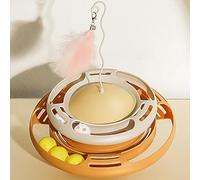 Cryfokt Juguete Giratorio para Gatos, Bolas Interactivas con Rodillo de Plumas, Juguetes para Gatos y Gatitos para Divertirse y Jugar a los Amantes de los (Blanco Amarillo)
