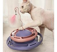 Cryfokt Juguete Giratorio para Gatos, Bolas Interactivas con Rodillo de Plumas, Juguetes para Gatos y Gatitos para Divertirse y Jugar a los Amantes de los (Púrpura Rosado)