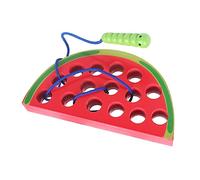 Cryfokt Juguete para Enhebrar Cordones de Madera para Educación Temprana, Juego de Viaje Ligero, Compacto y Duradero para Niños, Hecho de Madera Lisa (sandía)