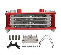 Cryfokt Kit de Enfriador de Aceite de Motocicleta, Radiador de Aluminio de 19 Filas para Rendimiento de Enfriamiento del Motor, con Kit de Soporte de Montaje, para Enfriador de Aceite de (rojo)
