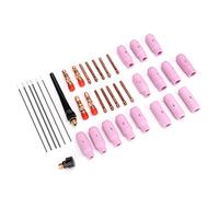 Cryfokt Kit de Piezas de Antorcha de Soldadura de 37 Piezas para WP 17 WP 18 Boquilla de Alúmina Electrodo de Tungsteno Cuerpo de Pinza Tapa Trasera Reemplazo Compatible con Accesorios de Repuesto