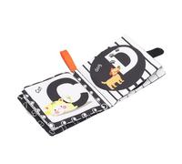Cryfokt Libro de Tela para Bebé, Juguete de Actividades en Blanco y Negro con Páginas Crujientes para Educación Temprana, for Estimulación Sensorial Infantil (Letras)