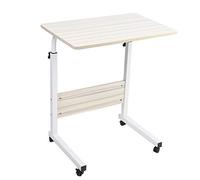 Cryfokt Mesa Portátil Ajustable para Ordenador Portátil para un Fácil Uso Junto a la Cama, con Rodillos de Bloqueo y Ajuste de Altura de 71,5 a 85 Cm, Hecha de Materiales Resistentes (Color Roble