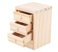 Cryfokt Mesita de Noche para Casa de Muñecas, Mesita de Noche en Miniatura de Madera de Abedul con Tres Cajones Que Se Pueden Abrir, Muebles de Casa de Muñecas de Madera con Almacenamiento Práctico