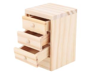 Cryfokt Mesita de Noche para Casa de Muñecas, Mesita de Noche en Miniatura de Madera de Abedul con Tres Cajones Que Se Pueden Abrir, Muebles de Casa de Muñecas de Madera con Almacenamiento Práctico
