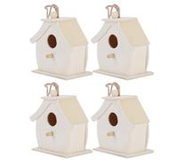 Cryfokt Mini Casa para Pájaros única de Madera, Refugio Seguro, Adornos Colgantes para Jardín, Patio, Juego de 4, Adecuado para Todos los Pájaros, 2,8x1,6x2,8 Pulgadas