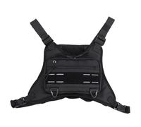 Cryfokt Mochila para el Pecho, Bolsa Deportiva Ajustable para el Pecho con 4 Correas para los Hombros, Diseño Reflectante, Resistente Al Agua y a los Arañazos, Bolsa para Chaleco Frontal (Black)