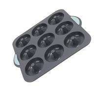Cryfokt Molde Flexible de Silicona para Hornear Donuts Alta Flexibilidad para Donuts 9 Cavidades Fácil de Moldear para Uso en Lavavajillas (gris oscuro)