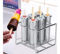 Cryfokt Molde para Helado de Acero Inoxidable con Cabeza Redonda de 6 Piezas con a Prueba de Fugas, Ideal para Diversión de Helados Caseros para Familias y Niños