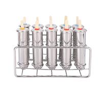 Cryfokt Molde para Helado de Acero Inoxidable, Máquina para Hacer Paletas 304 con a Prueba de Fugas y Cepillo de Limpieza para Paletas de Hielo Caseras, Soldadura sin Costuras, 12