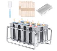 Cryfokt Moldes para Paletas De Acero Inoxidable, Juego Reutilizable De 10 MáQuinas para Hacer Paletas De Hielo con Cepillo para Paletas, Molde para Paletas De Hielo para El Verano