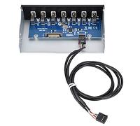 Cryfokt Panel de Bahía de Unidad de Concentrador USB de 7 Puertos, Transferencia de Datos Rápida, sin Pérdida de Datos, Se Adapta a Caja de Computadora de 5,25 Pulgadas, Gris