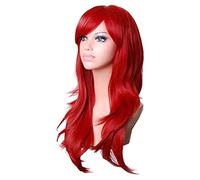 Cryfokt Peluca Roja de Damas, Peluca Rizada Roja Fácil de Peinar Al Cabello Sintético a Alta Temperatura Piel Universal con Red para el Cabello para Cosplay
