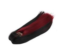 Cryfokt Pelucas Largas y Rectas de Muñeca con Articulación Esférica, Fibra Suave de Doble Color de Alta Temperatura para Muñecas de 1/4 con Flequillo, Peluca de Repuesto de Cuero Cabelludo de (Vino