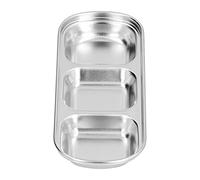 Cryfokt Plato Dividido de Acero Inoxidable 304 con Compartimentos Profundos para s y Refrigerios para Acampar y Picnics (3 cavidades)