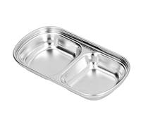 Cryfokt Plato Dividido de Acero Inoxidable 304 con Compartimentos Profundos para s y Refrigerios para Acampar y Picnics (2 compartimentos)