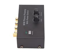 Cryfokt Preamplificador de Fono PP500P, Preamplificador Compacto de bajo Ruido con Adaptador DC 12 V para Cualquier Configuración de Tocadiscos, Construcción de Metal, Negro