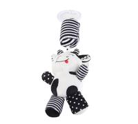 Cryfokt Sonajero Colgante para bebé con Lindas Formas de Animales para el Desarrollo Visual en la Cuna 34x12cm (Colgante de becerro a rayas blancas y negras)
