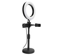 Cryfokt Soporte de Clips Ajustables para Teléfono, 2 uds., con Anillo de Luz LED de 6 Pulgadas, 3 Modos de Color para Transmisión en, Material de Metal y Plástico