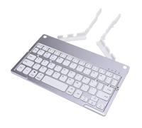 Cryfokt Teclado Compacto Plegable, Teclado Inalámbrico Plegable de 60 Teclas para Viajes, Teclado Bluetooth Portátil Recargable Liviano para Tableta, Computadora Portátil, Batería de (Plata Blanco)