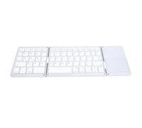 Cryfokt Teclado Plegable, Teclado Inalámbrico Bluetooth con Panel Táctil y Teclas Ergonómicas, Función de Suspensión Automática, Conexión Estable, de Viaje Ultradelgado para (Silver)