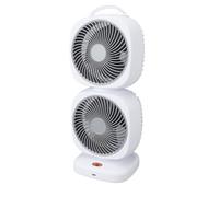 Cryfokt Ventilador de Torre de Doble Capa, Flujo de Aire Fuerte, Ventilador de Mesa Oscilante Portátil Recargable de 5 Velocidades para Oficina en Casa, Gris