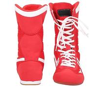 Cryfokt Zapatos Deportivos De Entrenamiento De Boxeo, Protección Alta del Tobillo, Ligeros, Transpirables, Suela Antideslizante para Artes Marciales, Lucha , Taekwondo, para Hombres Y Mujeres, (Rojo)