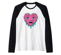 Crying Heart Tattoo - Traditional Old School Tattooed Inked Camiseta Manga Raglan