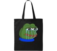 Crying Pepe The Frog Running Tears - Bolsa de algodón ecológico natural, color negro, Black, Talla única