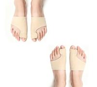 Cryluxial Dos correctores de juanetes unisex con separadores de dedos de silicona color piel, vendaje hallux valgus y almohadilla esférica para un apoyo suave y alivio del dolor