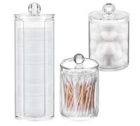 Crynvor 3 Stk Organizador Baño, Dispensador Discos Desmaquillantes, Cajas Organizadoras Transparente con Tapas, Caja de Almacenamiento de Hisopos de Algodón, Recipientes para Bastoncillos de Algodon
