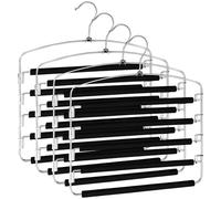 Crynvor 4 Piezas Perchas para Pantalones, 5 Capas Percha Pantalones Multiple con Acolchado Antideslizante, Perchas Pantalones Ahorra Espacio, Armario Porta Pantaloni para Vaqueros, Corbatas y Bufandas