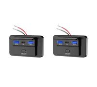 Cryofu 2 x 66 W 12 V Cargador Panel de Pared QC3.0 + PD3.0 + QC3.0 USB Enchufe Cargador Enchufe para Coche Marino Bus RV Truck