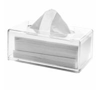Cryofu Caja de pañuelos de acrílico transparente con tapa, caja dispensadora de pañuelos cosméticos para encimera, paño seco transparente de plástico A