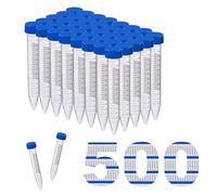 CryoKing 500 tubos de centrífuga de plástico de 15 ml, tubos de centrífuga de plástico con graduación para experimentos de química de laboratorio (15 ml)