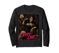 Crypt Chic Humor Oscuro Goth Glam Mujeres Ataúd No Muertos Zombi Manga Larga
