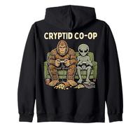 Cryptid Co-Op Sasquatch Bigfoot Alien Playing Video Games Sudadera con Capucha