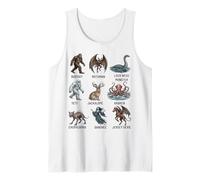 Cryptids Chart Cryptid Folklore Criaturas míticas Camiseta sin Mangas