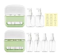 Cryptisg Dispensador de Viaje 4 en 1 y 2 en 1,Bote Dispensador con Etiqueta | Set de Botellas Dispensadoras de Viaje, Botes Dispensadora de Fugas para Champú, Loción, Acondicionador