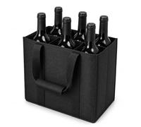 Cryptisg Porta Botellas con Asa, 27×27×18cm Bolsa de Transporte con 6 | Compartimentos, Portabotellas Bolsa para Botella Reutilizable, Resistente Portabotellas para Agua, Vino, Cerveza, Cham