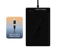 Cryptnox Lector de tarjetas inteligentes sin contacto - Cumple con ISO 14443 y Mifare® | Conectividad USB tipo C y tipo A | Autenticación segura para pagos electrónicos, comercio electrónico, control