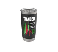 Crypto & Stock Trader - Comercio de bandera estadounidense Vaso térmico de acero inoxidable de doble pared