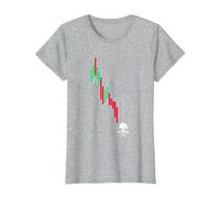Crypto Trading HODL Vintage Gráfico de acciones a la pérdida Meme Camiseta, Mujer, Gris Jaspeado, S
