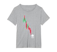 Crypto Trading HODL Vintage Gráfico de acciones a la pérdida Meme Camiseta, Mujer Tallas Grandes, Gris Jaspeado, 5XL Grande