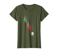 Crypto Trading HODL Vintage Gráfico de acciones a la pérdida Meme Camiseta, Mujer, Verde Oliva, M