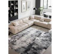 CRYPTOLITE Abstract Area Rug Washable Rug with Non-Slip Backing Low Pile Area Rugs for Living Room, Bedroom, Dining Room,4x6, Grey