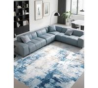 CRYPTOLITE Alfombra Abstracta de 6 x 9 pies, Lavable, con Respaldo Antideslizante, de Pelo bajo, para Sala de Estar, Dormitorio, Comedor, Color Azul