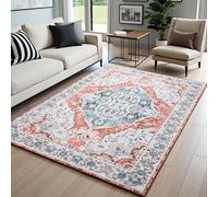 CRYPTOLITE Alfombra de área para Sala de Estar, 6 x 9 pies, Lavable a máquina, Antideslizante, Grande, de Lana sintética, Pelo bajo y no desprende Pelusa, para Comedor, Dormitorio, Oficina (Naranja